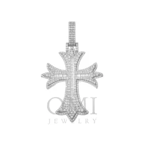 10K GOLD BAGUETTE AND ROUND DIAMOND CROSS PENDANT 3.02 CT