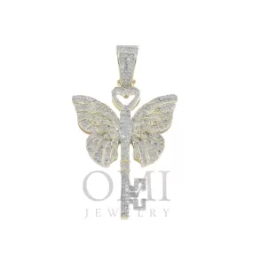 10K GOLD DIAMOND BUTTERFLY KEY PENDANT 0.97 CT