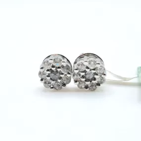 1.50 CTW Rosecut Diamond Rositas Stud Earrings 14K White Gold