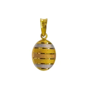 22K Multi Tone Gold Oval Pendant W/ White, Yellow & Rose Gold Stripes