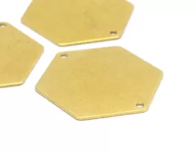 8 Raw Brass Hexagon Stamping Blank 2 Hole  (30x0.80 mm)   D0119