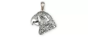 African Grey Jewelry Sterling Silver Handmade African Grey Pendant  AFG3X-P