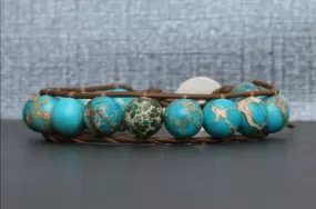 Aqua Terra Jasper Single Wrap Adjustable Bracelet