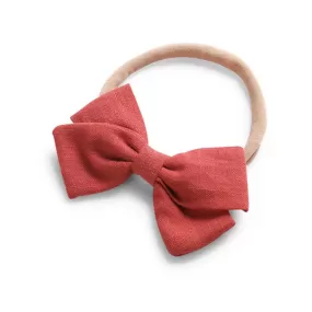 Baby Linen Bow Headband — Red