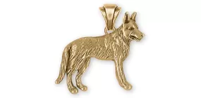 Belgian Malinois Jewelry 14k Yellow Gold Handmade Belgian Malinois Pendant  BMA1-PG