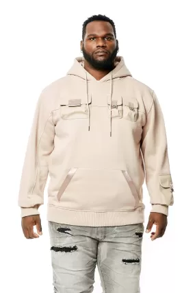 Big and Tall Mixed Media Utility Fleece Hoodie - Latte