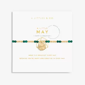 Birthstone A Little May Bracelet in Gold-Tone Plating - Green Agate