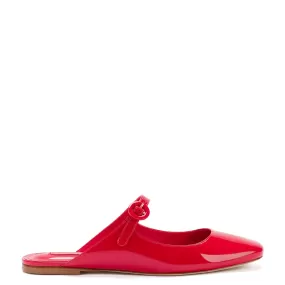 Blair Flat Mule In Scarlet Patent Leather