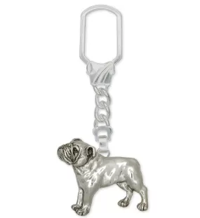 Bulldog Key Ring Jewelry Sterling Silver Handmade Dog Key Ring BD9-KRE