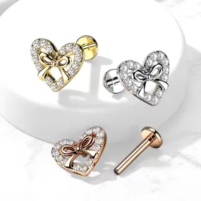 Cartilage - Heart Bow Cubic Zirconia