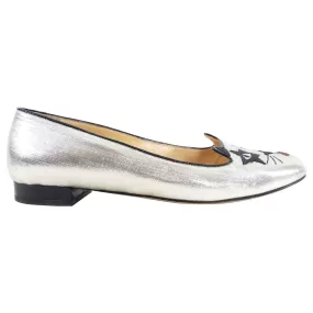 Charlotte Olympia x Kiss Silver Cat Flats - 38