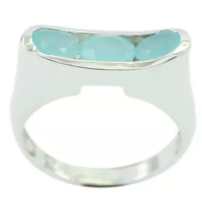 Chocolate-Box Gem Aqua Chalcedony Silver Ring Great Selling Item