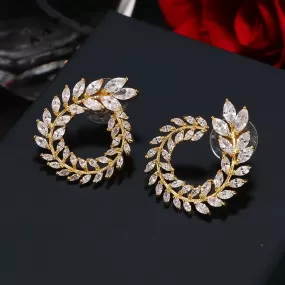 Classic Fashion Personality Shiny White Zirconia Open Round-shape Stud Earrings X2133999