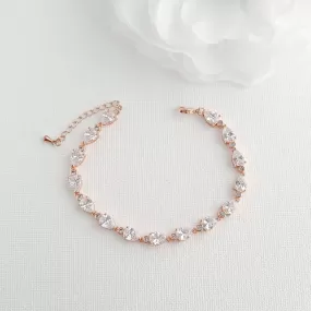 Dainty Teardrop Rose Gold Bracelet for The Bride-Ivy