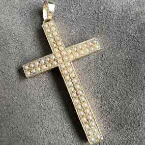 Estate Seed Pearl Cross