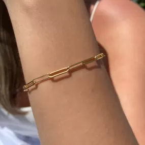 Gold Filled - Paperclip Chain Link Bracelet