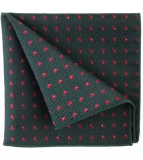 Green Pocket Square with Red Dogs