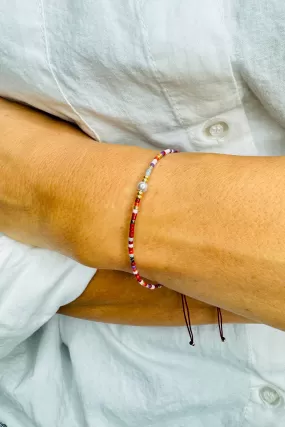 Handmade Glass Bracelet - Red/Gold