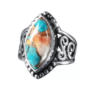 Pacific Turquoise & Spiny Oyster Ladies Ring