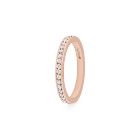 Qudo Rose Gold Crystal Eternity Ring