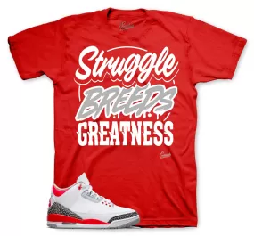 Retro 3 Fire Red Shirt - Struggle Breeds - Red