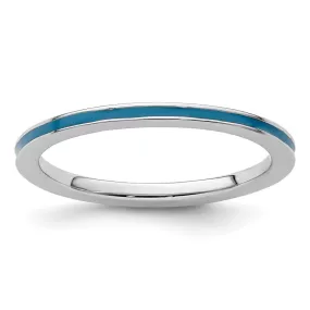 Stackable Expressions Blue Enameled 1.5mm Ring in Sterling Silver