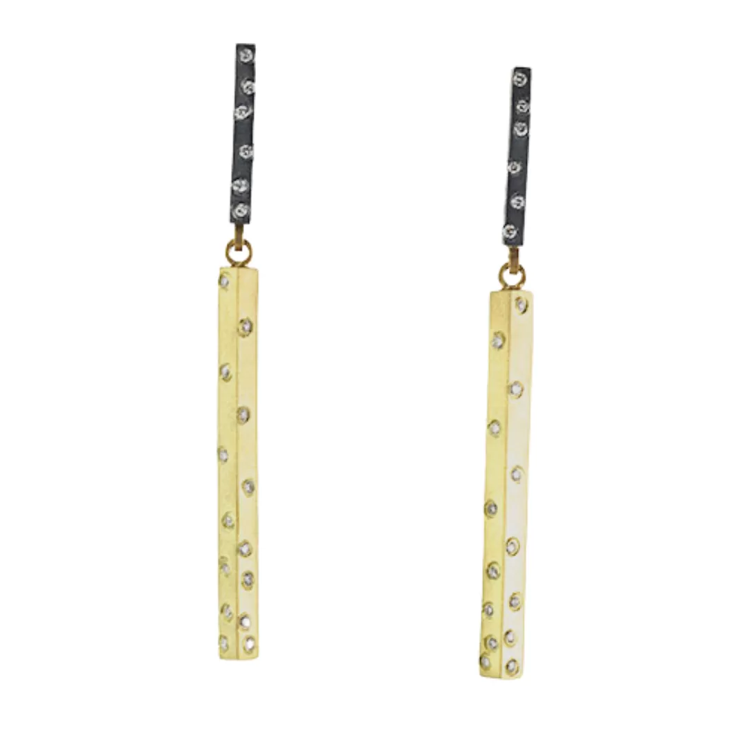 Starry Night Dangle Stick Earrings (18k Yellow Gold)